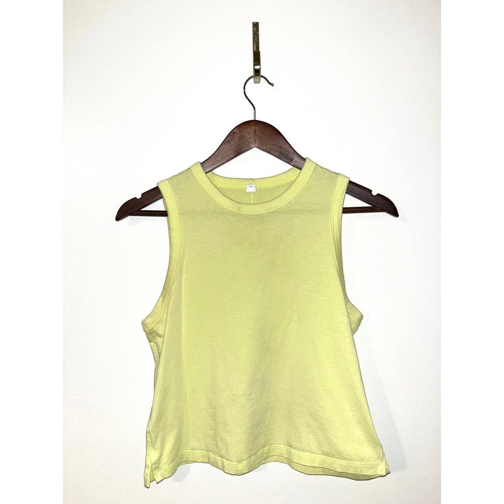 LULULEMON Classic-Fit Tank Cotton Blend Yellow Women's Athleisure Top Side Slit
